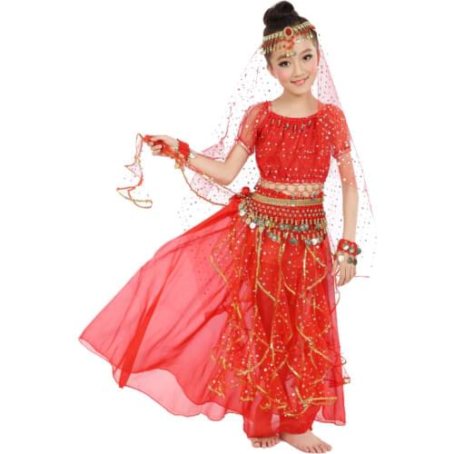2020 New Style Kids Belly Dance Costume Oriental Dance Costumes Belly Dance Dancer Clothes Indian Dance Costumes 5 Pcs For Kids