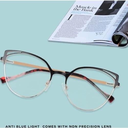 53153 Blue Light Blockingthe New Cat Eye Glasses for Women Vintage Computer Eyeglasses Metal Optical Glasses Anti