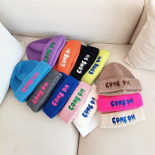 New winter Thick warm Beanies Cap Women Adult Sport Hip hop Letter embroider knit hat Skullies Curled Skullcap Gorros