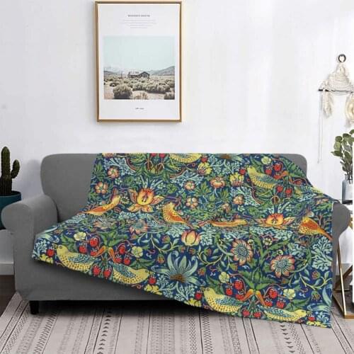 William Morris Strawberry Thief 4. Throw Blanket Comfy Decor Plaid Fur Bamboo Blanket Quilted Blanket Cover