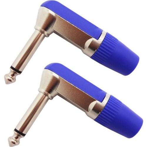 Wholesale 40pcs/lot 1/4" TS RIGHT ANGLE MONO PHONE PLUG CONNECTOR 6.3MM JACK-50008