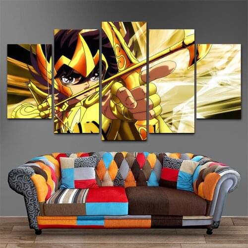 HD Print 5 Pieces Wall Art Cartoon Saint Seiya Zodiac Knights Modern Painting for Kids Room Home Decorative