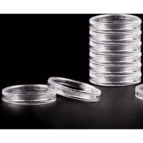 10pcs 40mm Plastic Transparent Coin Storage Capsules Round Coins Protector Coins Collection Boxes