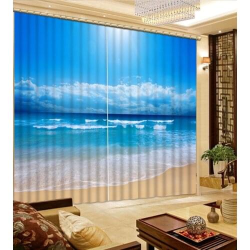Beach curtains Beautiful Photo Fashion Customized 3D Curtains blue curtains