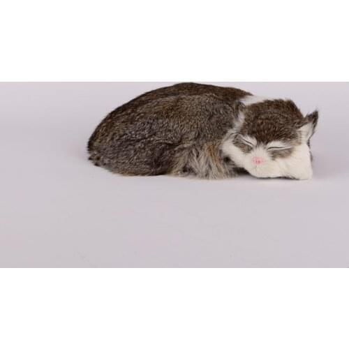 About 27x6x20cm simulation natural colour cat toy polyethylene & furs sleeping cat model gift 2382