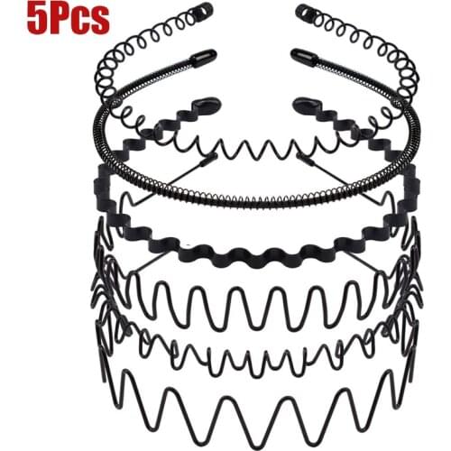 1/5Pcs Unisex Men Women Headband Invisible Sports Female Back Metal Non-slip Wave Hairband Fashion Unisex Hair Accessories