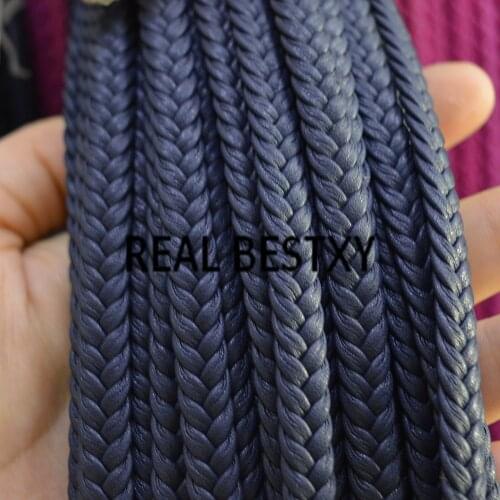 REAL BESTXY 5m/lot super fiber leather cords 8*3mm navy braided leather straps for necklaces bracelets making flat leather cord