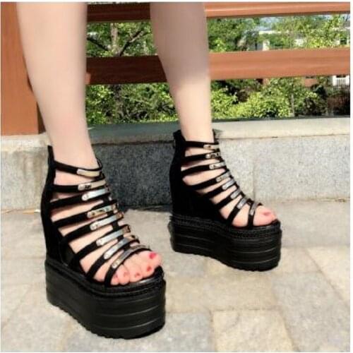 2019 Summer new womens shoes thick soles European and American style casual sandals fashion 13cm outside wear sandals Rome tide