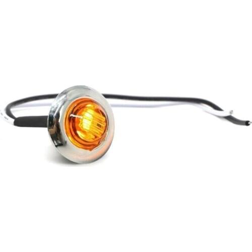 Truck Signal Light 3/4in Round Side Lamps with Electroplate Stainless Steel Frame 12V