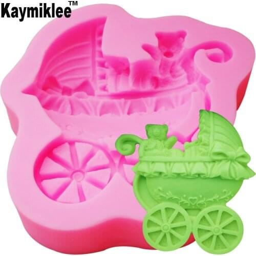 Baby Bear Stroller Silicone Mold Fondant Mould Cake Decorating Tools Candy Jelly Jello Chocolate Gumpaste,Sugarcraft Mold M397