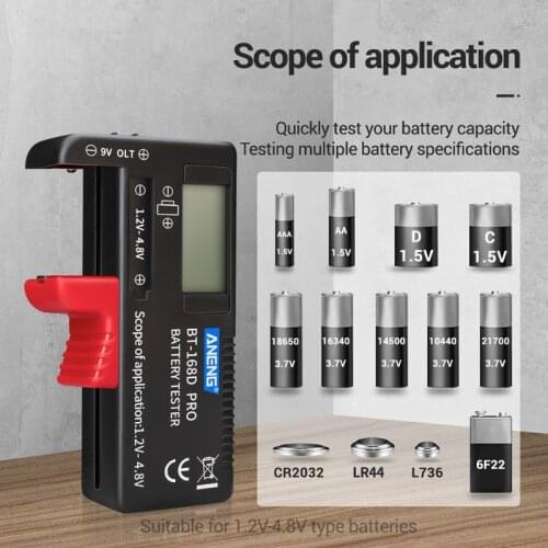 2021 New BT168 PRO Battery Capacity Tester for 9V 3.7V 1.5V AA AAA Cell C D 18650 Battery