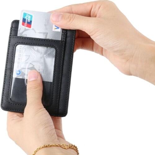 Slim RFID Blocking Leather Wallet Credit ID Card Holder Purse Money Case for Men Women