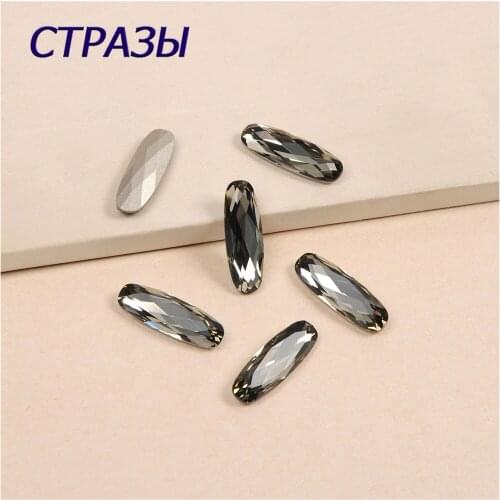 4161 Elongated Baguette Black Diamond K9 Glass Rhinstone Crystal Base Sew On Rhinestones for Clothing Dress Stones