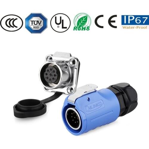 Waterproof Connector Cable Conductor, Public Plug, Female Socket M20 9 Pin led Lamp/Electronic Equipment/Power Control Connector