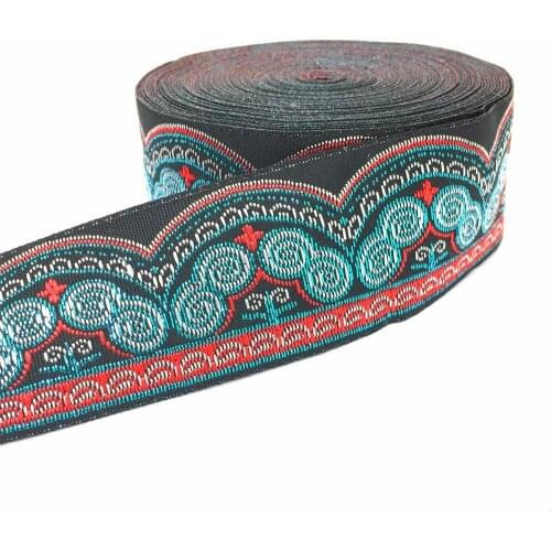 ZERZEEMOOY 33MM 8YARD/LOTS Polyester Woven Jacquard Ribbon black background green flowers for curtain and clothing accessory