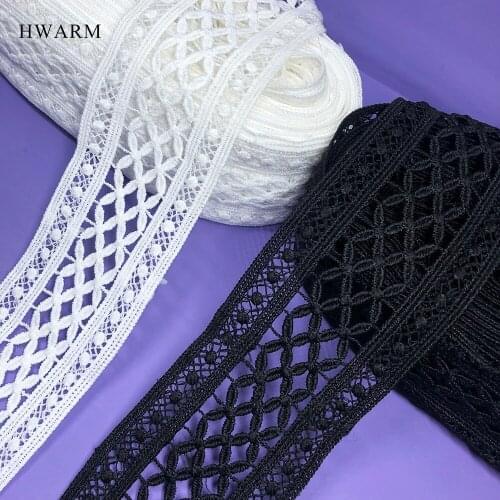 15yard White Black Latest African Lace Fabric 2021 High Quality Trim Ribbon Skirt Curtain Wedding Dress Embroideried Craft