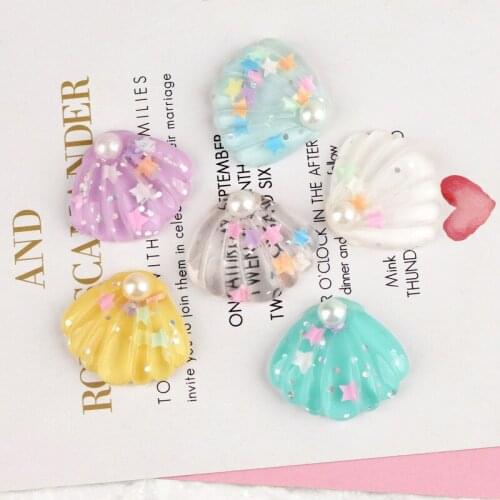 30Pcs Pearl Shell Flat Back Resin Arts Color DIY Crafts Supplies Phone Shell Patch Arts Material Hair Accessories Cute Kids Toys