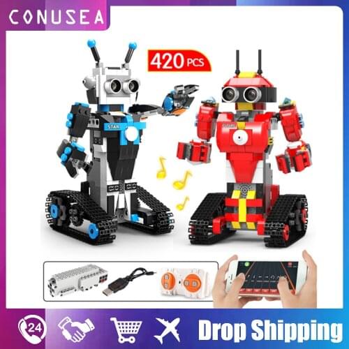 420Pcs Building Blocks Bricks App City Technic Electric Remote Control Robot Intelligent Programming Educatioal Toys Toy Boys