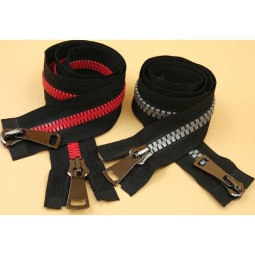 Free Shipping 15# High Quality Red Gray Plastic Big Teeth Resin Zipper 80/85cm 2pcs DIY Repair Jacket Clothes Sewing Accessories