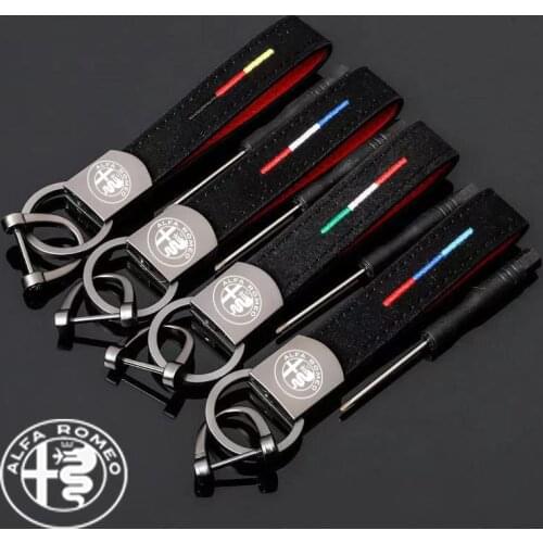 Car key chain three color embroidered fur suede key chain For Alfa Romeo Giulia Stelvio MiTo Tonale 147 156 159 166 GT keyring