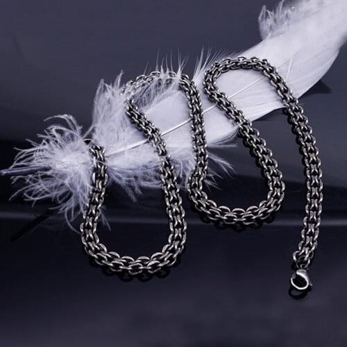 Never Fade Vintage Stainless Steel Necklace Mens Light Gray Box Chain With Lobster Clasp 3mm 19'' And 6mm 19'' Wholesale