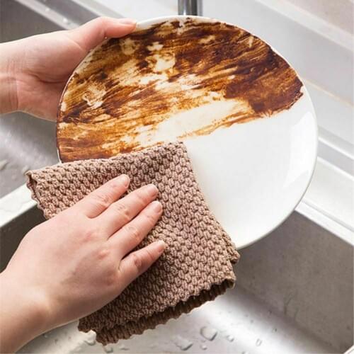 Kitchen Anti-grease wiping Efficient Super Absorbent Microfiber Cleaning Cloth