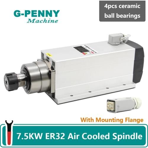 CNC Wood working spindle motor 220v 380v Air Cooled Spindle ER32 300Hz 18000rpm air cooling spindle motor with Mounting Flange