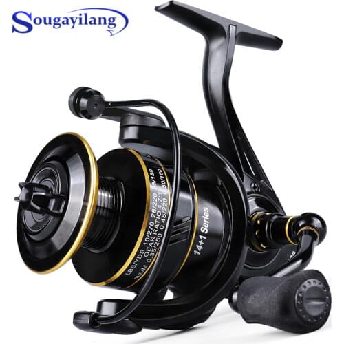 Sougayilang 14+1BB Carp Spinning Fishing Reel 5.0:1 Gear Ratio Ultra Light EVA Handle Freshwater for Bass Fishing Coil Pesca