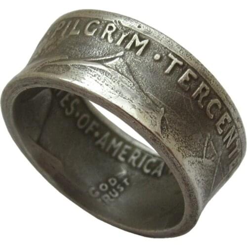 1620-1920 Handcraft Coin Ring Made from Kennedy Half Dollar Silver Plated Copy Coins