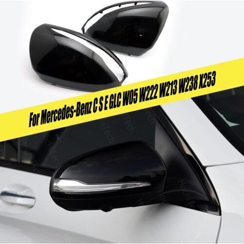 Car Styling Shell Car Side Accessories Mirror Cover Caps for Mercedes Benz C GLC S E Class W205 X253 W222 W213 W238 Glossy Black