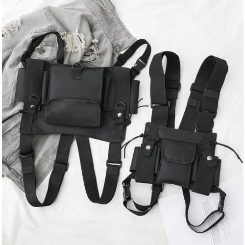 Fashion Nylon Chest Rig Bag Solid Chest Waist Bag Functional Unisex Nylon Waistcoat Cross Tactical Harness Shoulder Bags