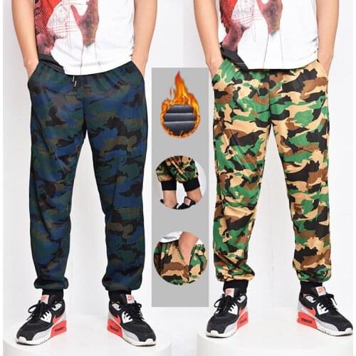 2020 Mens autumn fleece camouflage pants loose Casual Elastic Harem workout clothing spring camo straight pants joggers pants