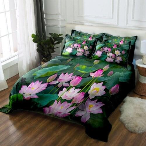 3D bedding set Twin Full king Queen California king bedsheet Duvet bed cover Pillowcase Bed Linen parure de lit adulte Lotus