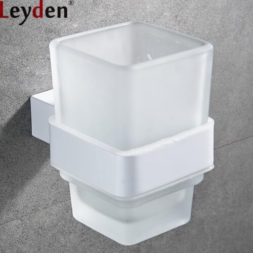 Leyden Stainless Steel Wall Mounted White Durable Antirust Toilet Paper Holder With Glass Cup For Bathroom Accessories