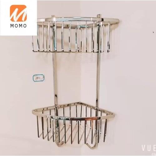 Stainless Steel Wall Corner Bathroom Accessories Wire Shelf With Hooks