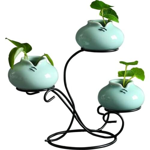 Small Fresh Home Ceramic Vase Decoration Table Decoration Flower Arrangement Green Water Hydroponic Celadon Simple Pocket Flower