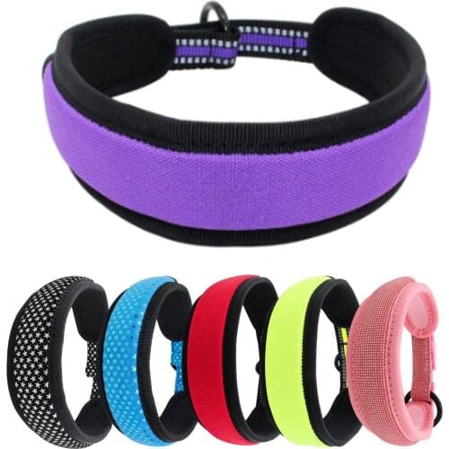 Nylon Dogs Collar Adjustable Comfortable And Soft Diving Fabric Lining Pet Cat Collar Plastic Buckle Reflection Dog Neck Strap