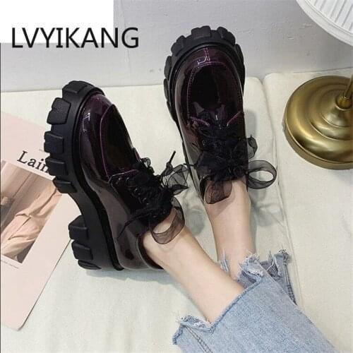 2019 New Spring And Autumn Thick-soled Shoes Increase Platform Shoes Vulcanized Shoes College Wind British Small Shoes 35-39