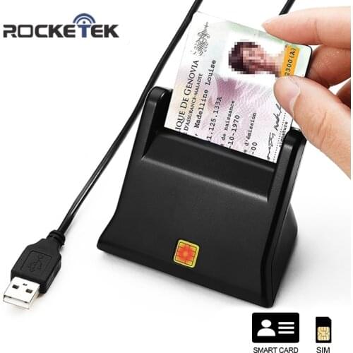Rocketek USB 2.0 smart Card Reader memory for ID Bank EMV electronic DNIE dni citizen sim cloner connector adapter PC computer