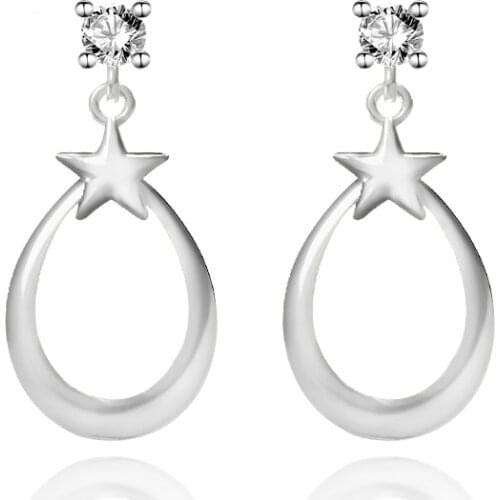 S925 Sterling Silver Star Earrings Female Simple Earrings Niche Personality Engagement Earrings
