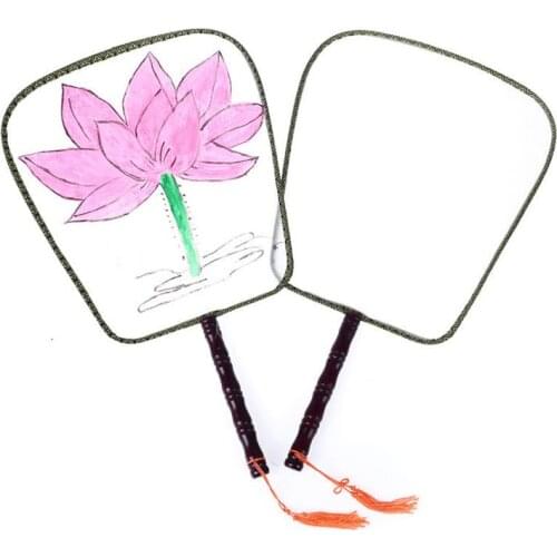 100pcs 24cm silk fan large blank mandarin DIY white custom advertising round fan painting wedding party gift SN3639