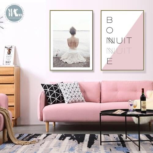 Nordic Figure Feather wall art Canvas posters Painting Prints cloud mist landscape Pictures for Living Room Morden Home Decor