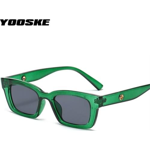 YOOSKE Women Vintage Rectangle Sunglasses Brand Designer Retro Points Sun Glasses Men Green Eeyglass Lady Driver Goggles UV400