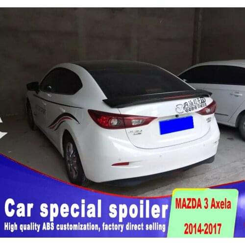 Stop light punching install rear trunk roof wings 3 spoiler for 2014 2015 2016 2017 to up mazda 3 by primer or black white paint