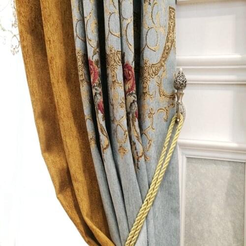 Light Luxury Small French Blue Color Lace Curtains for Living Room Bedroom Luxury High-End Curtain Blackout Curtains