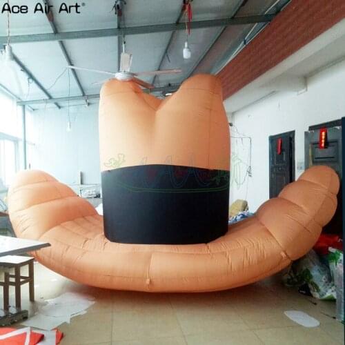 2m H Yellow color hat replica inflatable Cowboy hat model,cold air balloon with free blower for US