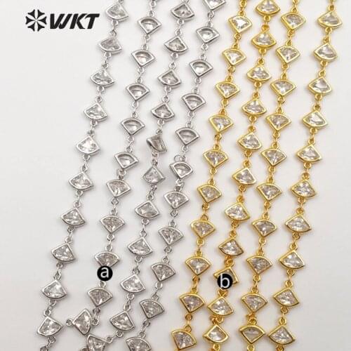 WT-BC116 WKT Special chain for women jewelry top quality sector cubic zirconia bead chain with shinning generous 10meters a lot