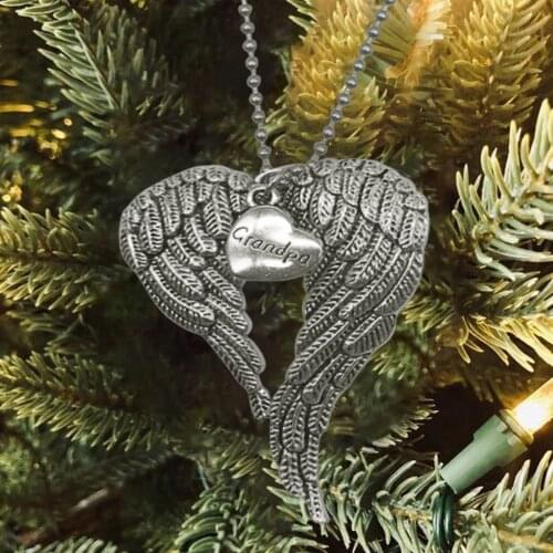 1Pcs Christmas Pendant Wing Angel Alloy Pendant Good Life Memorial Ornaments Home Festive Christmas Decoration Party Supplies