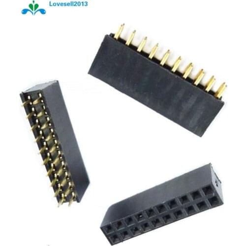 10PCS 2X10 Pin 20P 2.54mm Double Row Female Straight Header Pitch Socket Strip