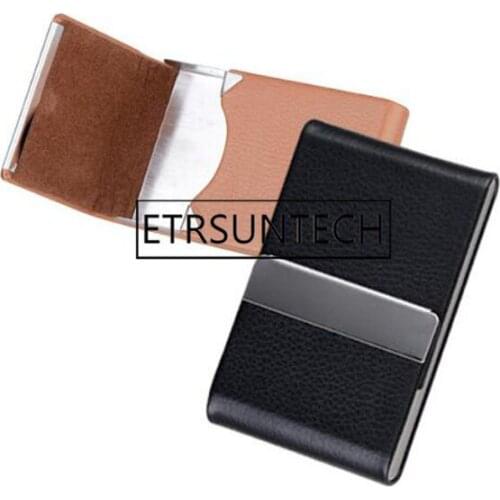 100pcs Cigarette Case Cigar Storage Box Stainless Steel Multifunction Card Cases PU Tobacco Holder Smoking Accessories